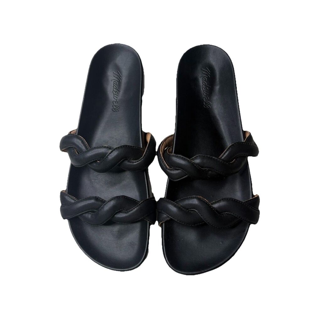 Madewell Maisie Wave Slide True Black Sandals Slip on Shoes Size 9.5 Womens